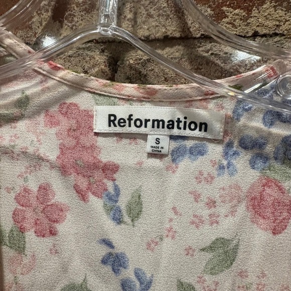 NWT Reformation Laurent Pink Floral Wrap Midi Dress V-Neck Size Small - Picture 8 of 10